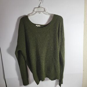 La Miel Olive Green Twist Back Sweater New Modern Hip